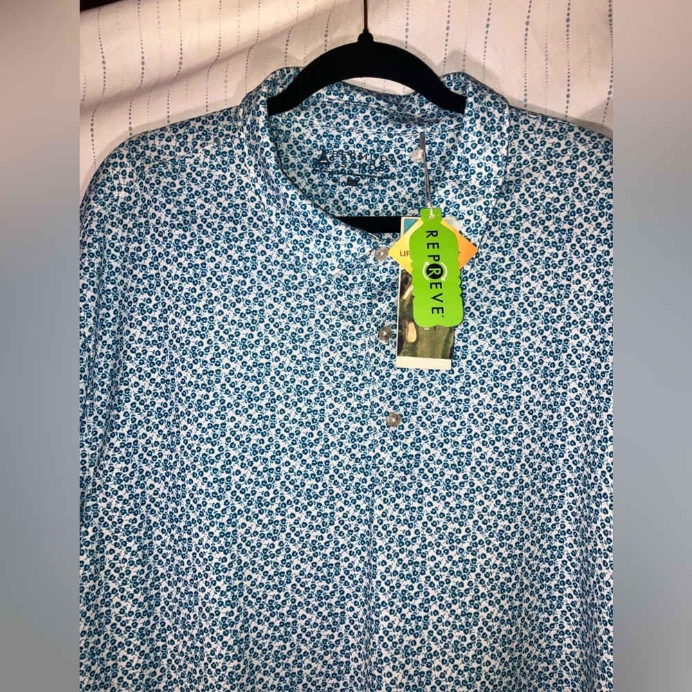 NWT Bermuda Sands Men’s 2X Saddleback Golf Course Floral Blue Shirt - Picture 7 of 14